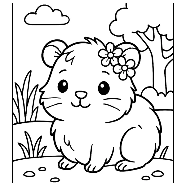 Vrolijke hamster met bloemetjes