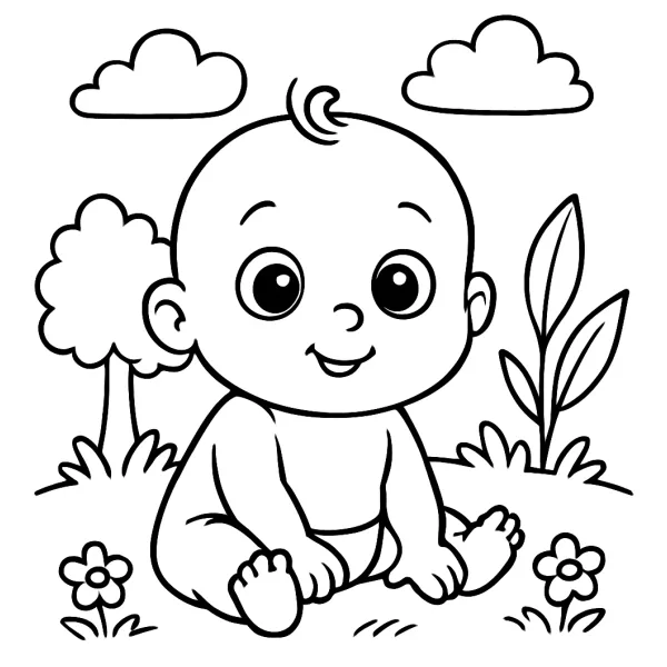Vrolijke baby om in te kleuren