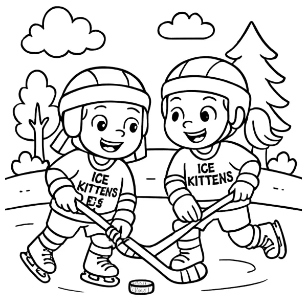 Meisjes ijshockeyen in het Milou team