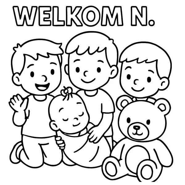Welkom Baby Girl Noé kleurplaat door James en Lucas