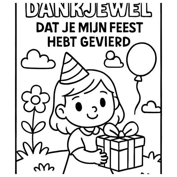 Bedankt voor je komst – leuke boekenlegger kleurplaat