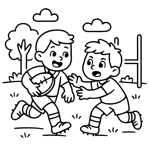 Spannende rugbywedstrijd om in te kleuren