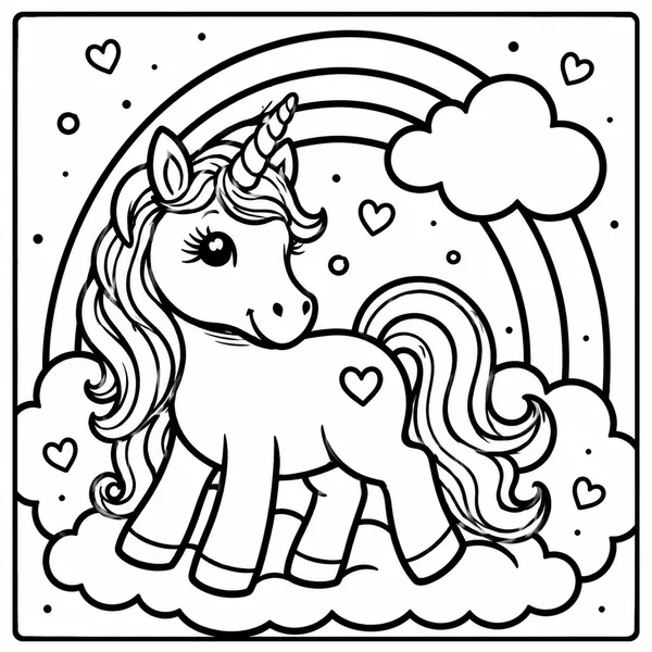 Unicorn met wolkje en regenboog