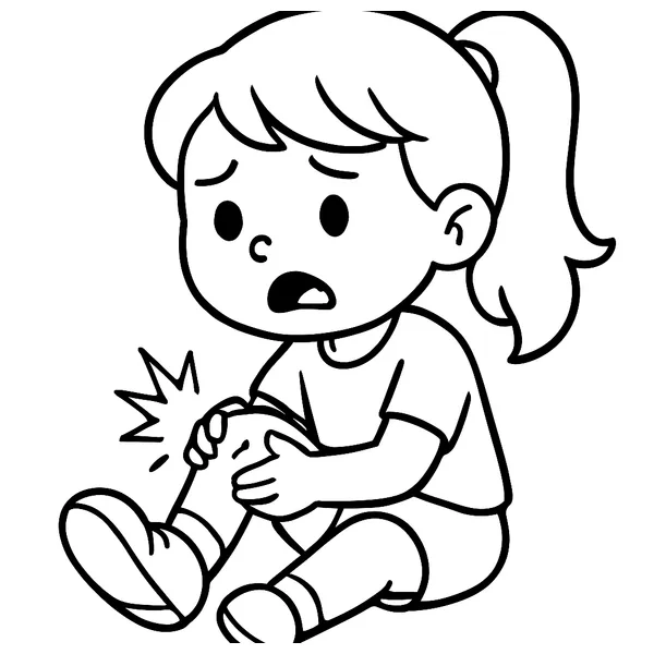 Meisje met een pijnlijke knie