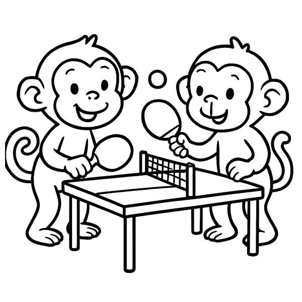 Twee apen spelen tafeltennis