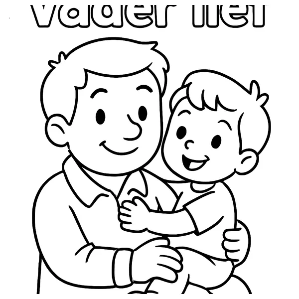 Schattige papa knuffel kleurplaat
