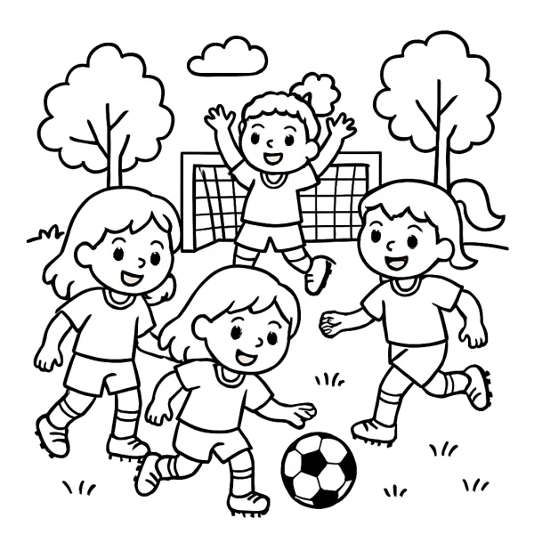 Meisjes voetballen in het Milou team!