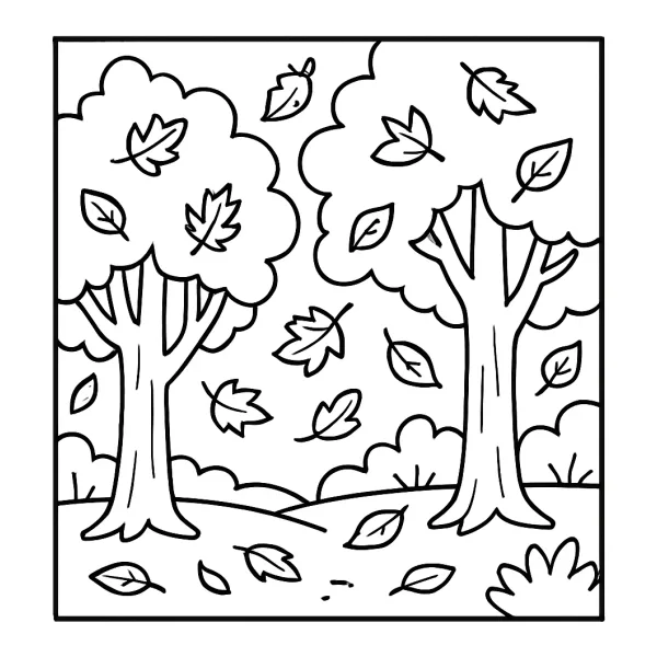 Prachtige herfstkleurplaat vol bladeren en paddenstoelen