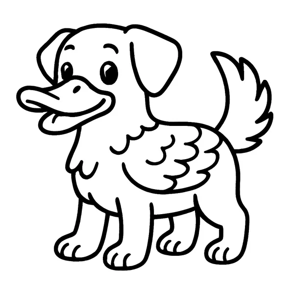 Vriendelijke eend en trouwe hond