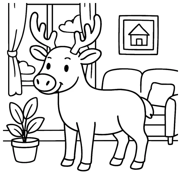 Paard in het gezellige huis