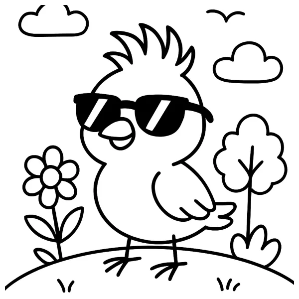 Stoer eendje met kuif en coole zonnebril