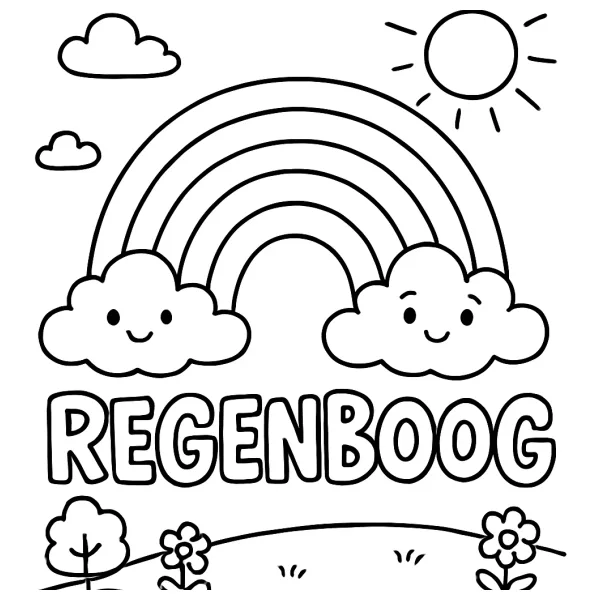 Vrolijke regenboog met naam Niene