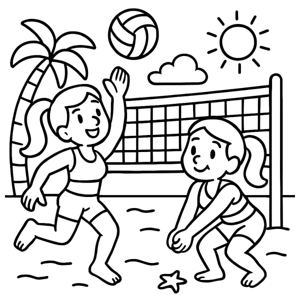 Beachvolleybal actie op het strand
