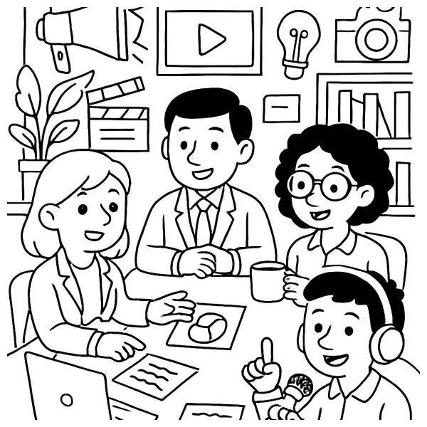 Collega's bij de NOS in een gezellige meeting