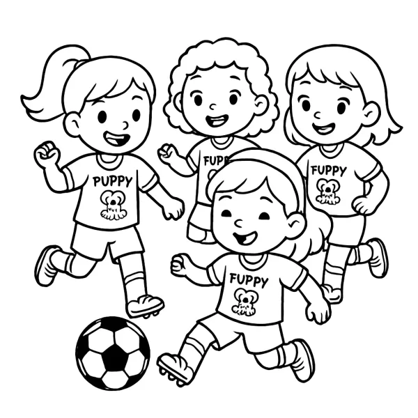Meisjes voetballen in het Milou team