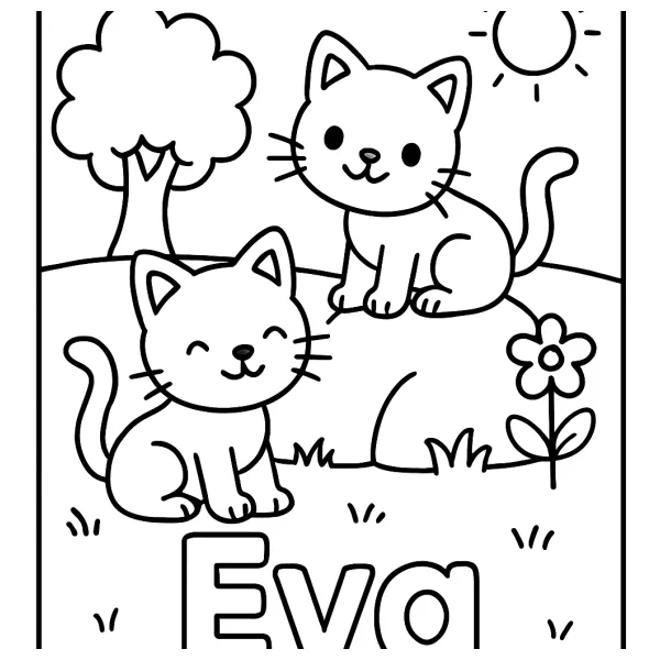 Schattige poesjes voor Eva om in te kleuren