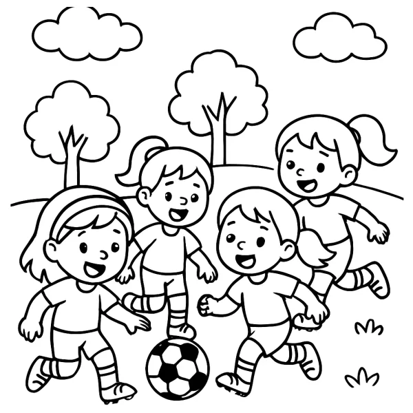 Meisjes team speelt enthousiast voetbal