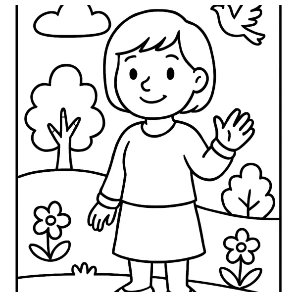 Lieke, een vrolijk meisje om in te kleuren