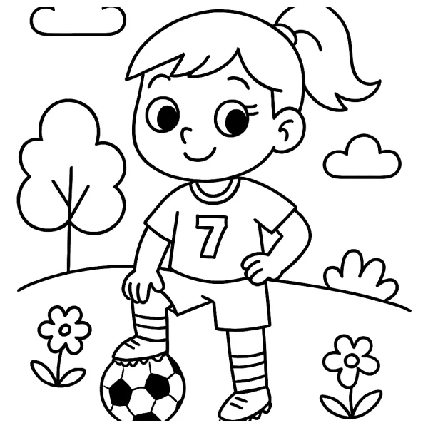 Meisje in voetbalpakje klaar voor de wedstrijd
