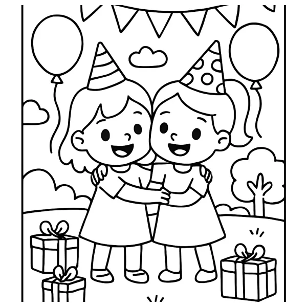 Twee BFFs vieren verjaardag met slingers en ballonnen