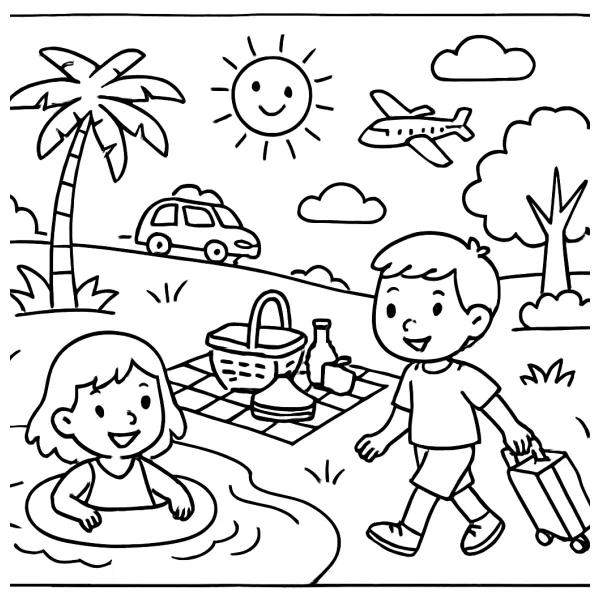 Leuke zomervakantie-avonturen om in te kleuren