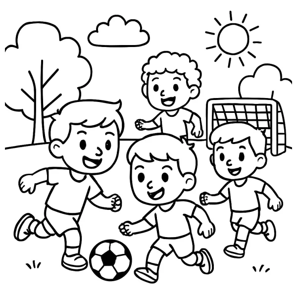 Jongensteam speelt voetbalwedstrijd
