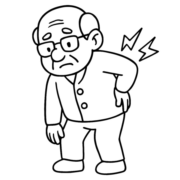 Opa met rugpijn aan het rusten