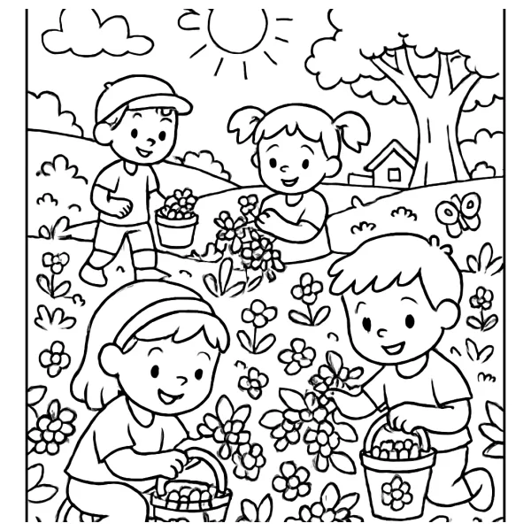 Kinderen plukken verse aardbeien in het veld