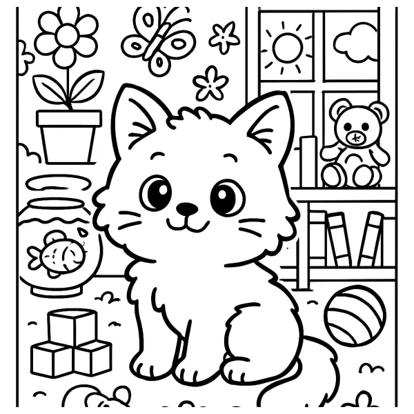Schattig katje om in te kleuren