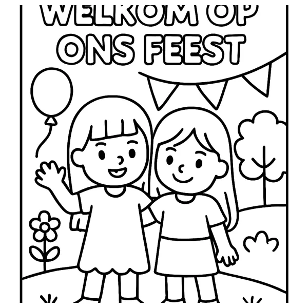 Welkom op ons feest met twee meisjes