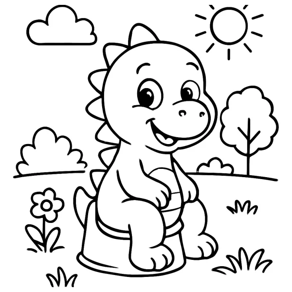 Leuke dino op een potje
