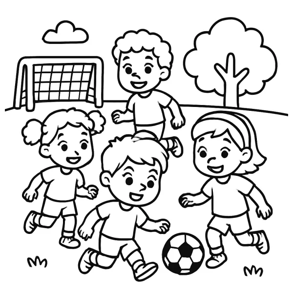 Jongens en meiden spelen samen voetbal