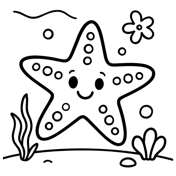 Leuke kleurplaat van een zeester in zee