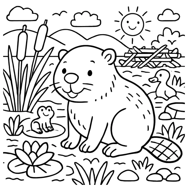 Leuke Capybara om in te kleuren