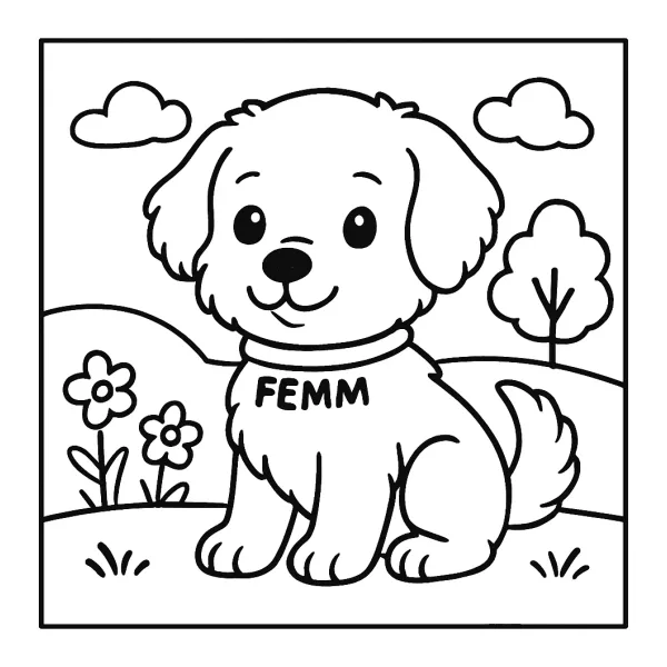 Kleurplaat van Kawie hondje Femm