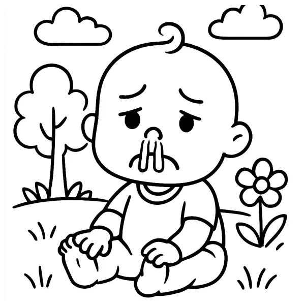Lelijke baby met snot om in te kleuren