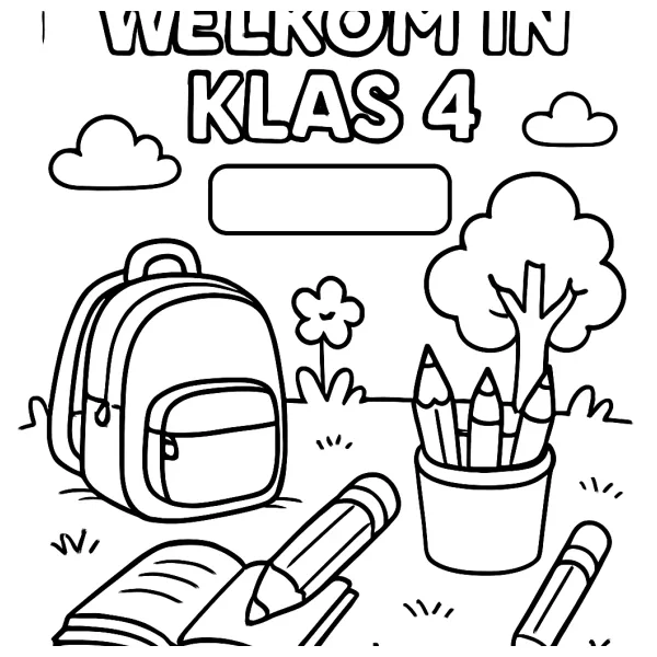Welkom in groep 4 - Schoolspullen kleurplaat
