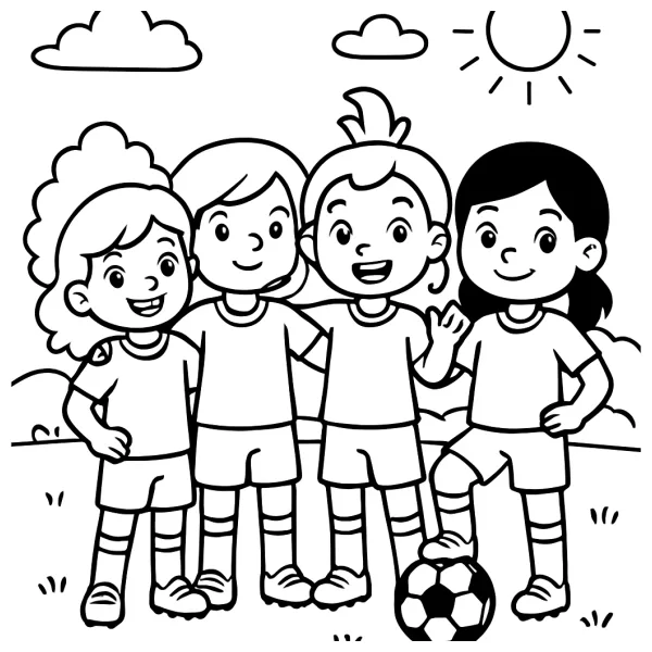 Vrolijk meisjes voetbalteam in actie