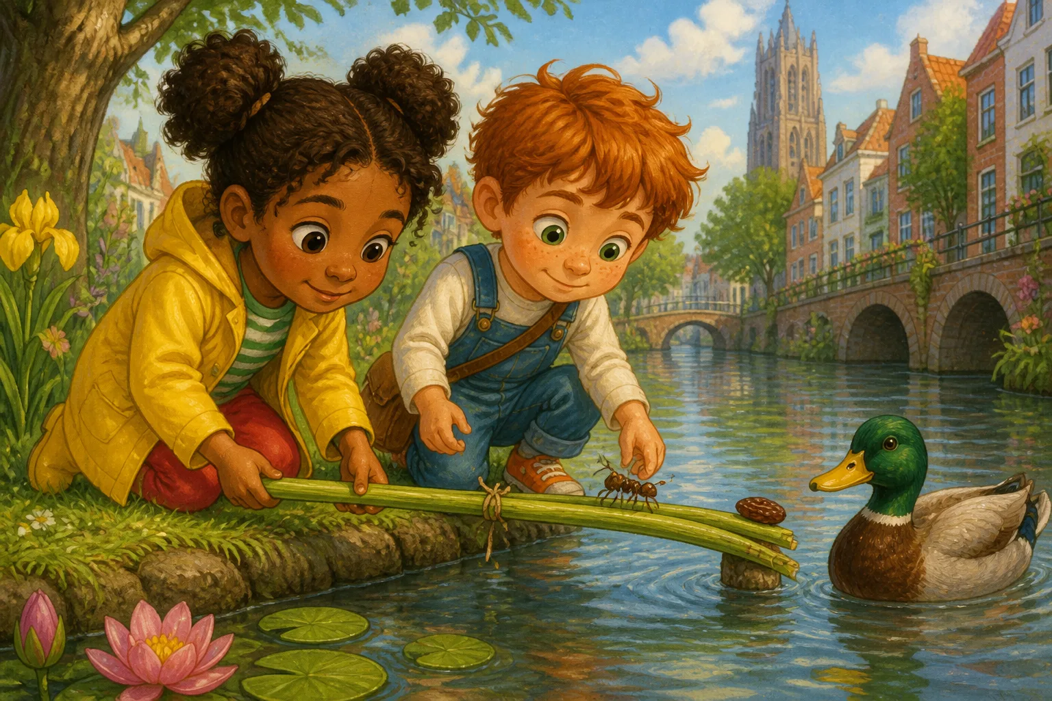 Illustratie bij deel 2 van Lucie en Milou en de verdronken mier