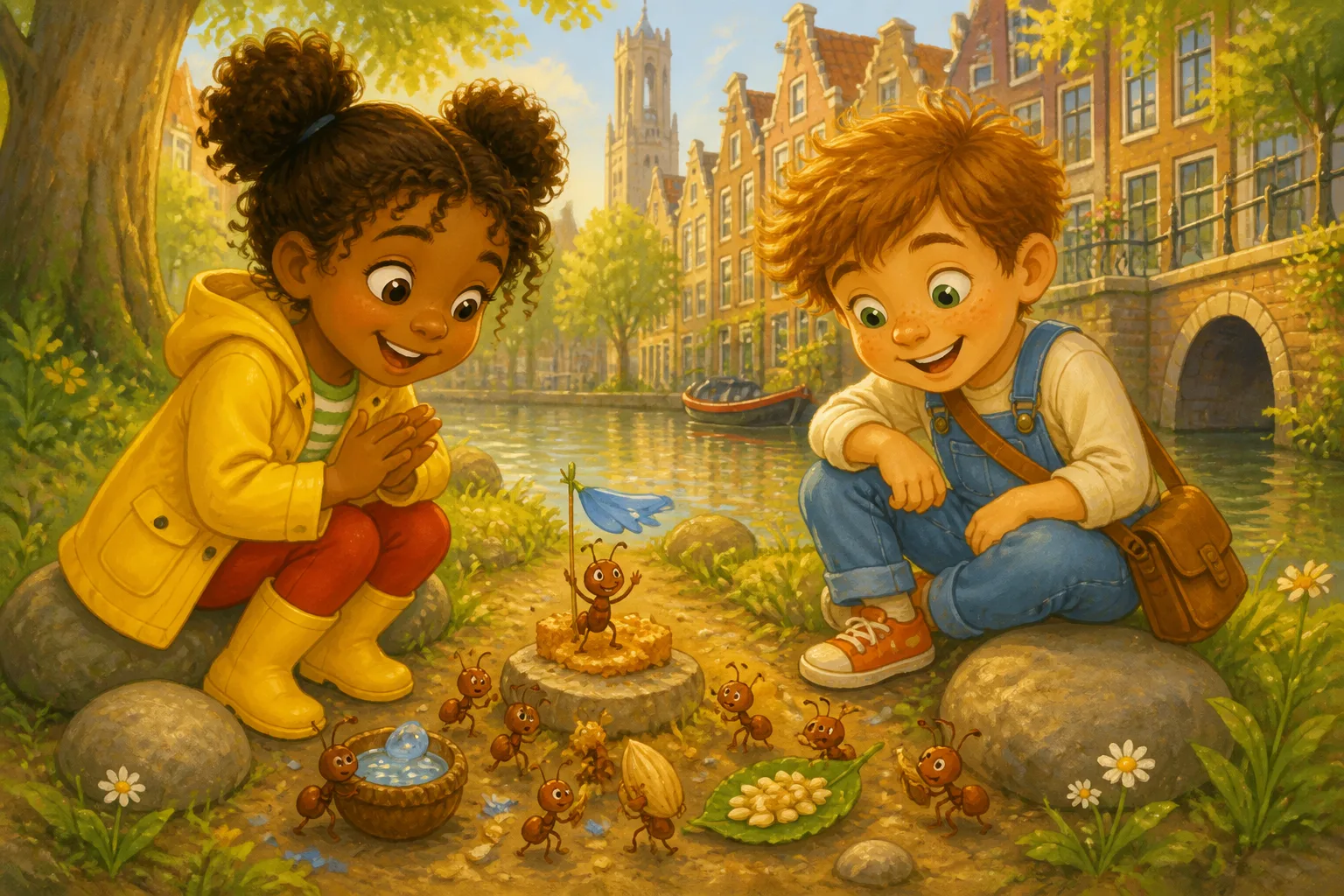 Illustratie bij deel 3 van Lucie en Milou en de verdronken mier